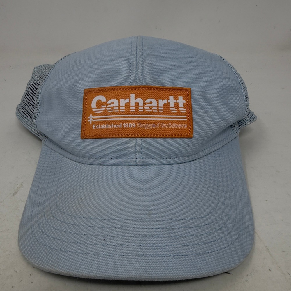 Carhartt Trucker Hat Mens OSFM Rugged Outdoors Blue Mesh Snapback EUC